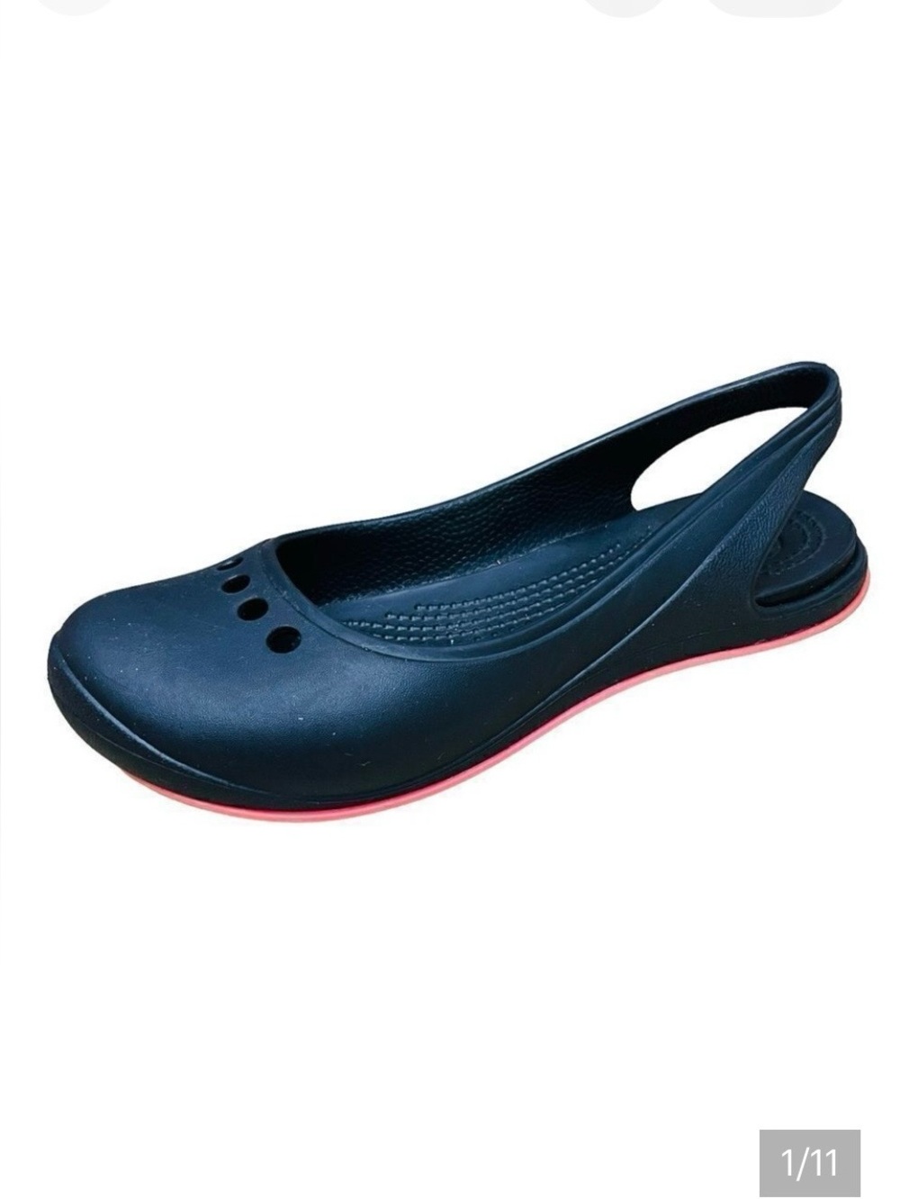 CROCS Skylar Toning Alice Slingback Flat Black Hot Pink Sz 6